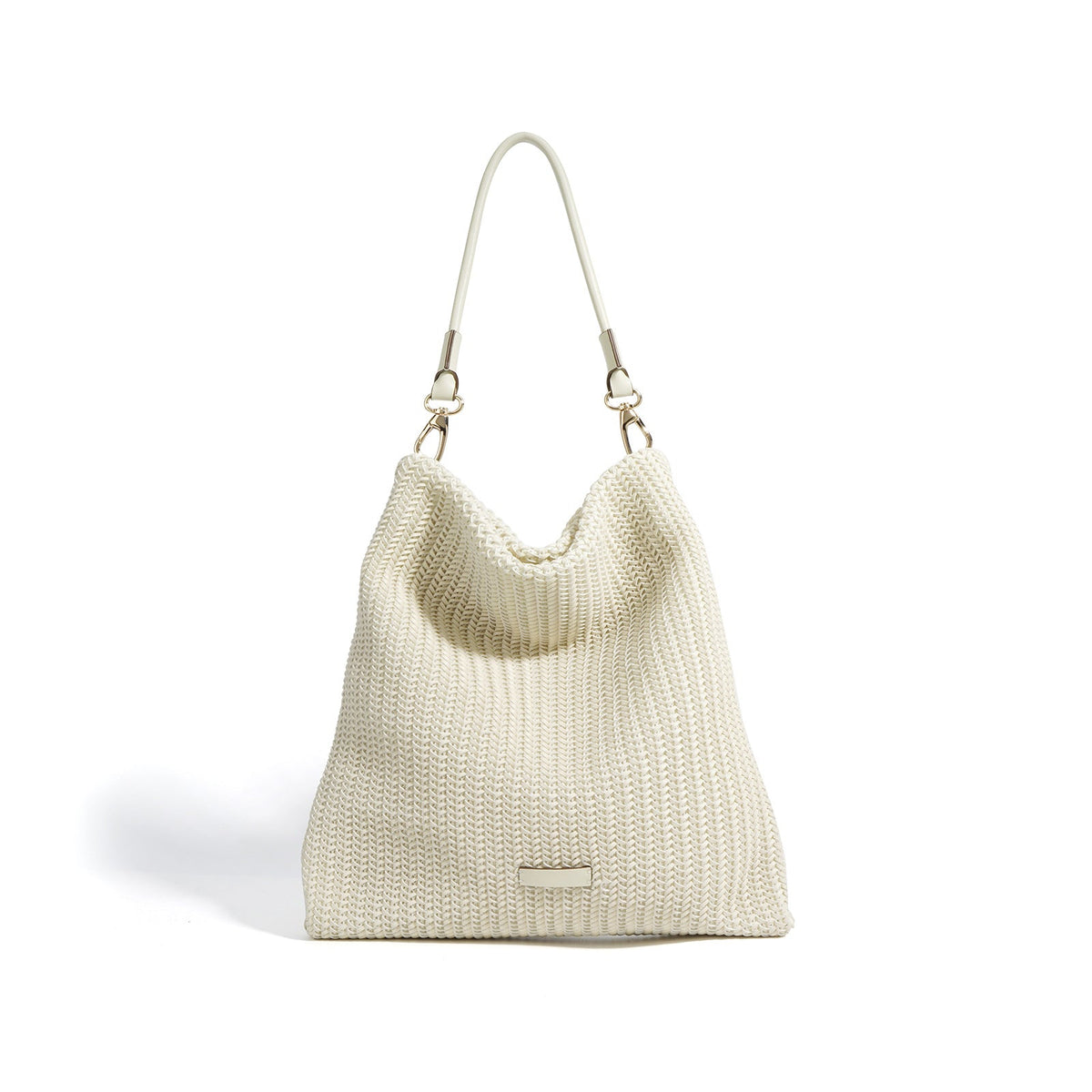 woven shoulder hobo in ivory – NOX