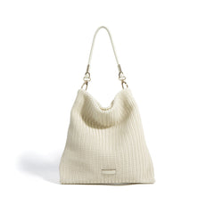 woven shoulder hobo in ivory – NOX