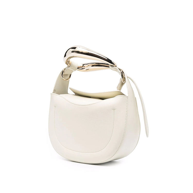 sculptural-handle saddle bag in tan leather – ARIS