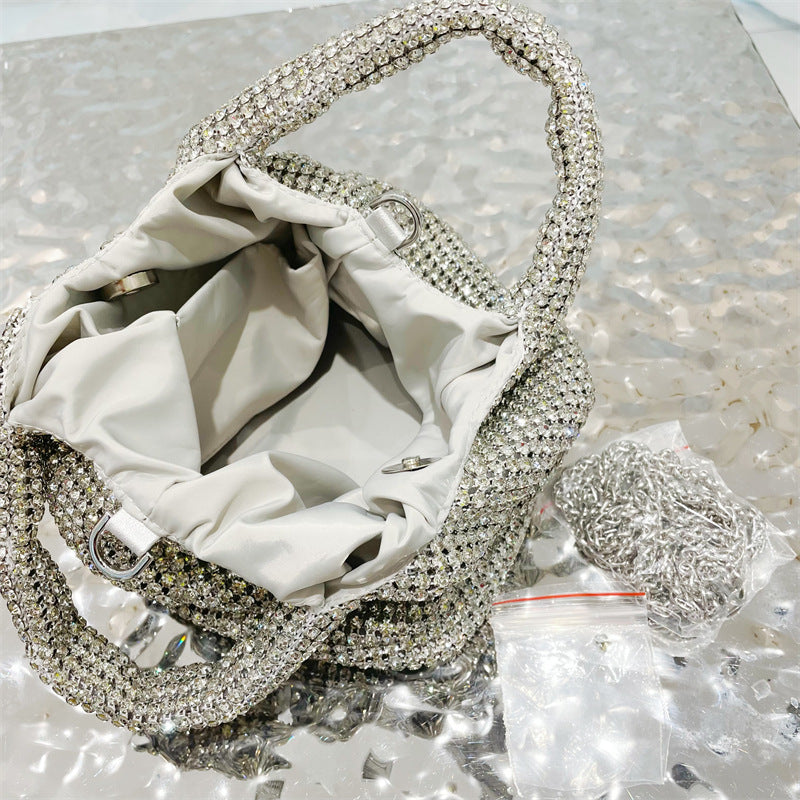 crystal-embellished knotted-handle evening bag - Eromidc