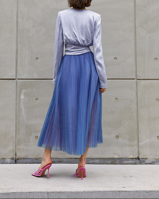 Sheer tulle maxi skirt with satin waistband – Afty