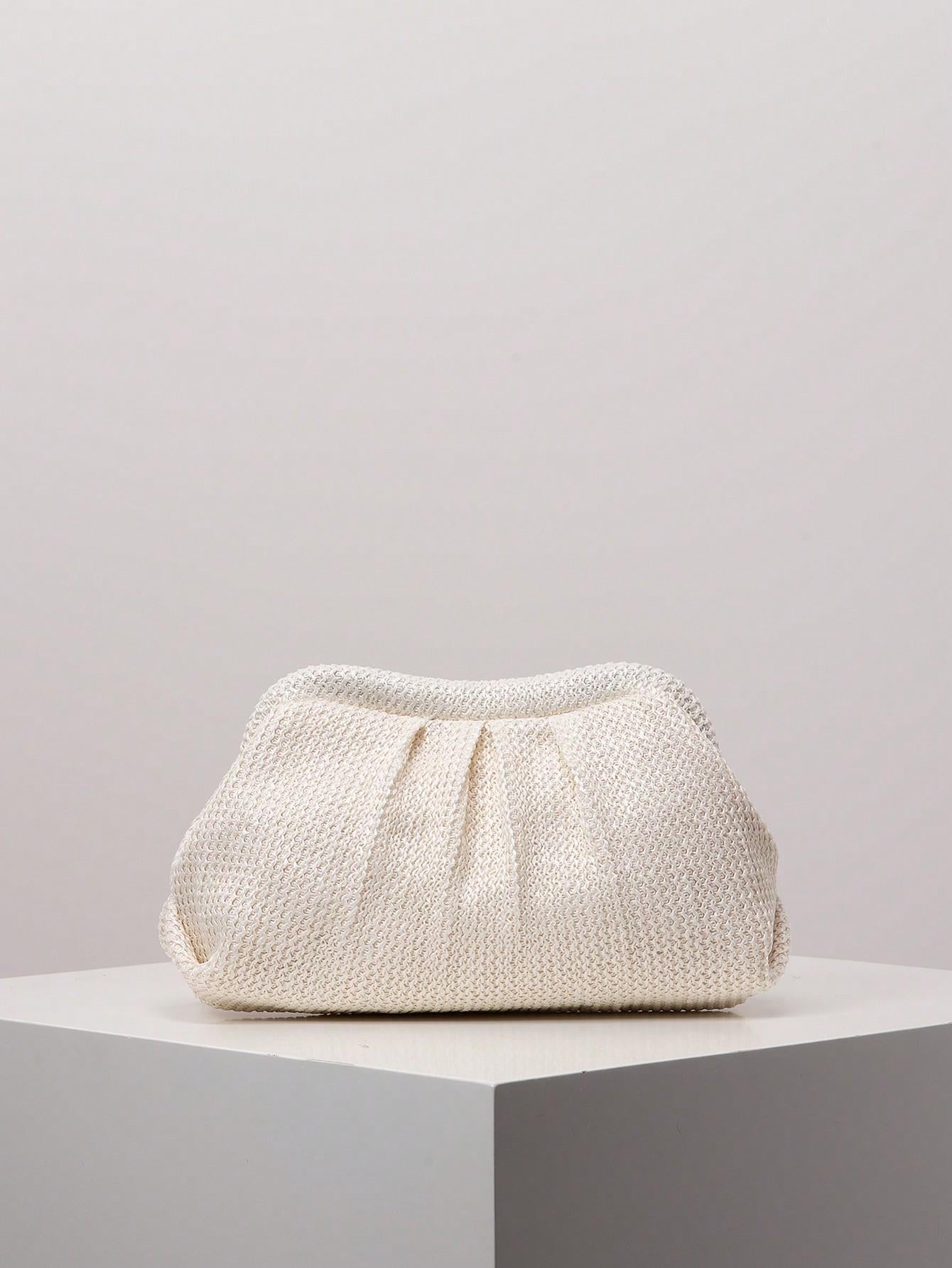 Ruched straw clutch bag with soft silhouette - Ondri
