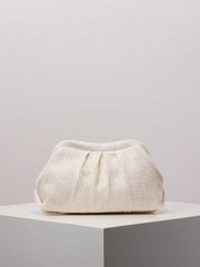 Ruched straw clutch bag with soft silhouette - Ondri