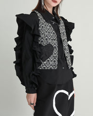Short jacquard jacket with heart patch - Nurni
