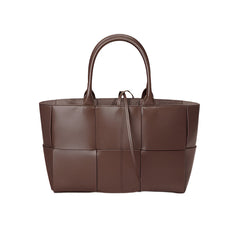 woven leather tote bag with dual top handles - ALVA