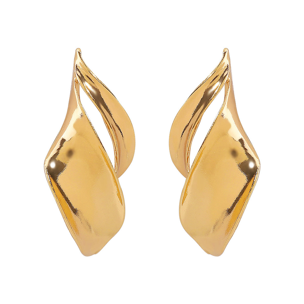 fluid wave drop earrings in polished gold – LUMINA