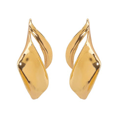fluid wave drop earrings in polished gold – LUMINA