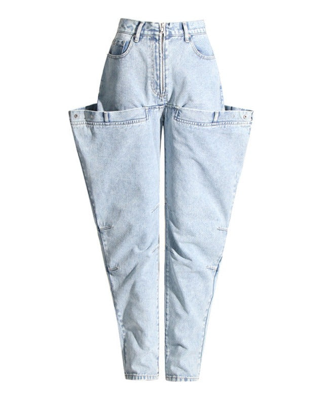 high-waist tapered jeans with exaggerated side flaps - Eireen