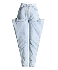 high-waist tapered jeans with exaggerated side flaps - Eireen