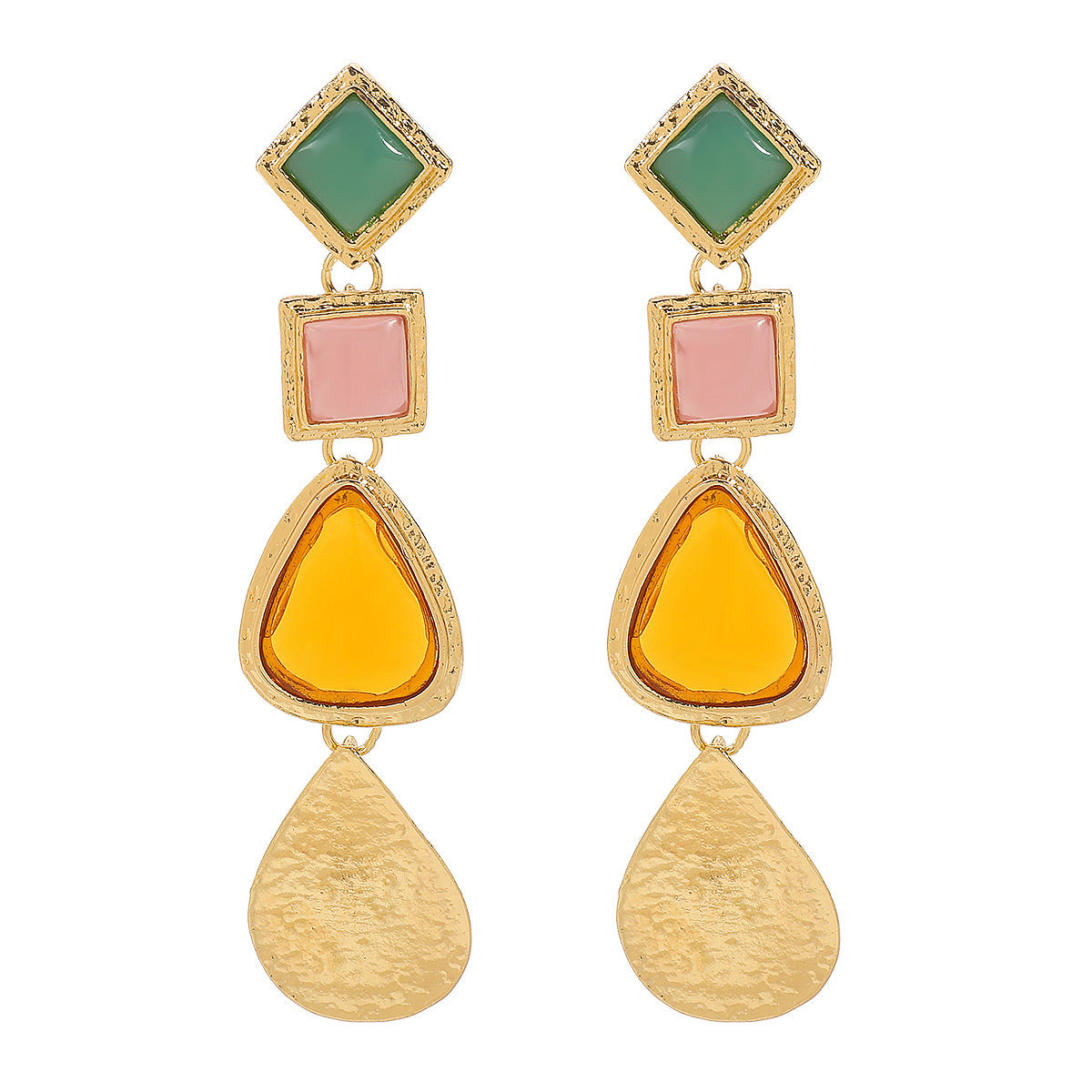 geometric drop earrings with multicolor stones - AMARAP
