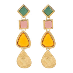 geometric drop earrings with multicolor stones - AMARAP