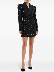 Embellished blazer mini dress with satin lapels – STEERLA