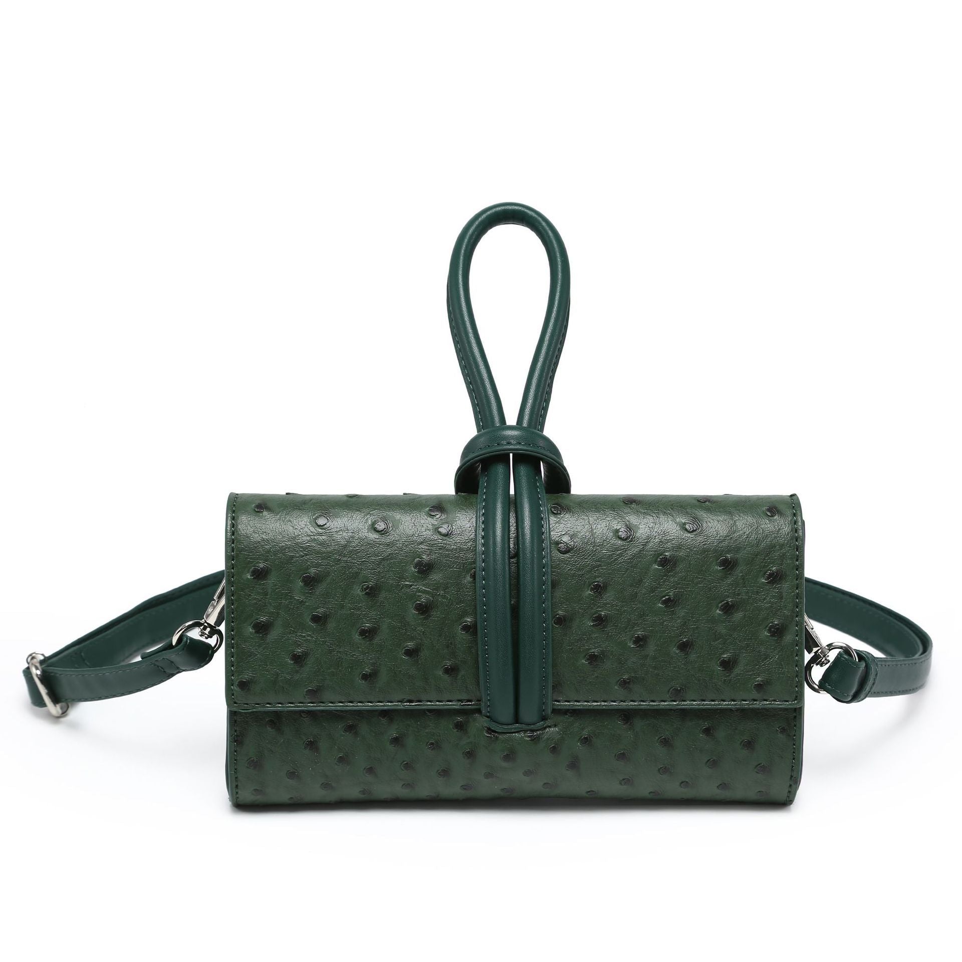 ostrich-textured crossbody clutch with loop handle – EVERLY