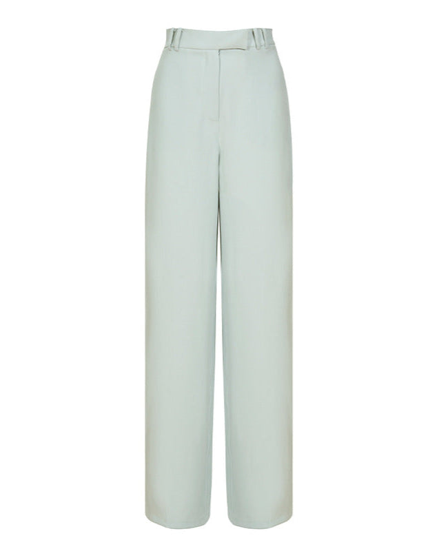 High-waisted tailored pants with belt loops - Nudfi