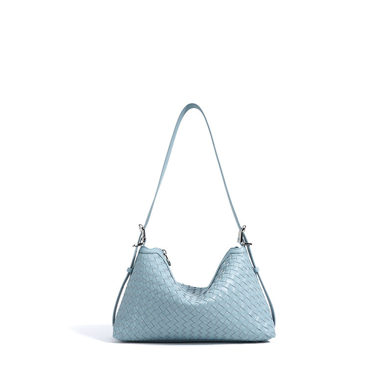 woven crescent shoulder bag with long strap – IVX
