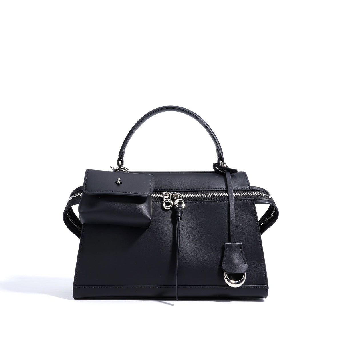 structured top-handle bag with mini pouch – SANDRA