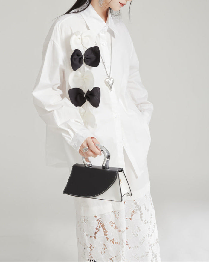 Button-down shirt with bow detailing - Bilky