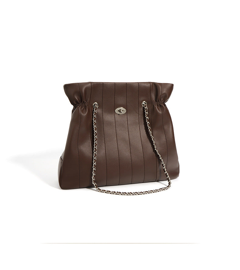 quilted leather tote bag with chain shoulder strap – CECILIAW
