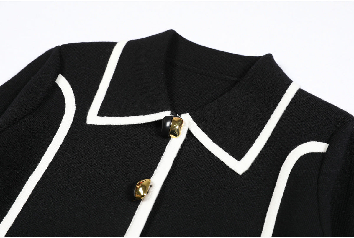 long sleeve tailored suit with contrast piping - DORRAZLI