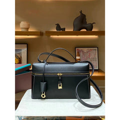 structured leather crossbody with gold lock detail – VERA