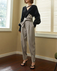 Long sleeve wrap blouse with crisscross detail - Vunti