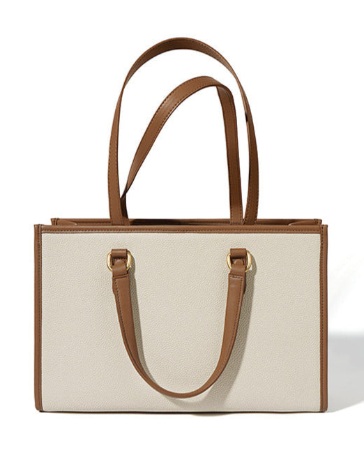 structured tote bag with contrast handles and tag charm - ELENRA