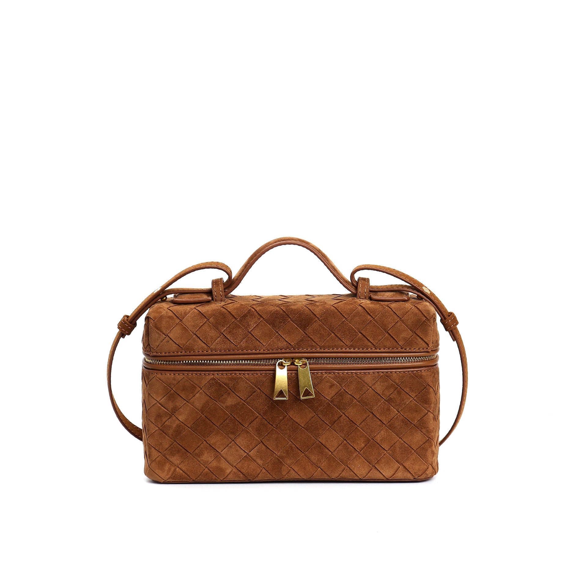 structured suede vanity bag with top handle - NOYA