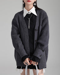 Ribbed Knit Drop Shoulder Jacket - Sutru