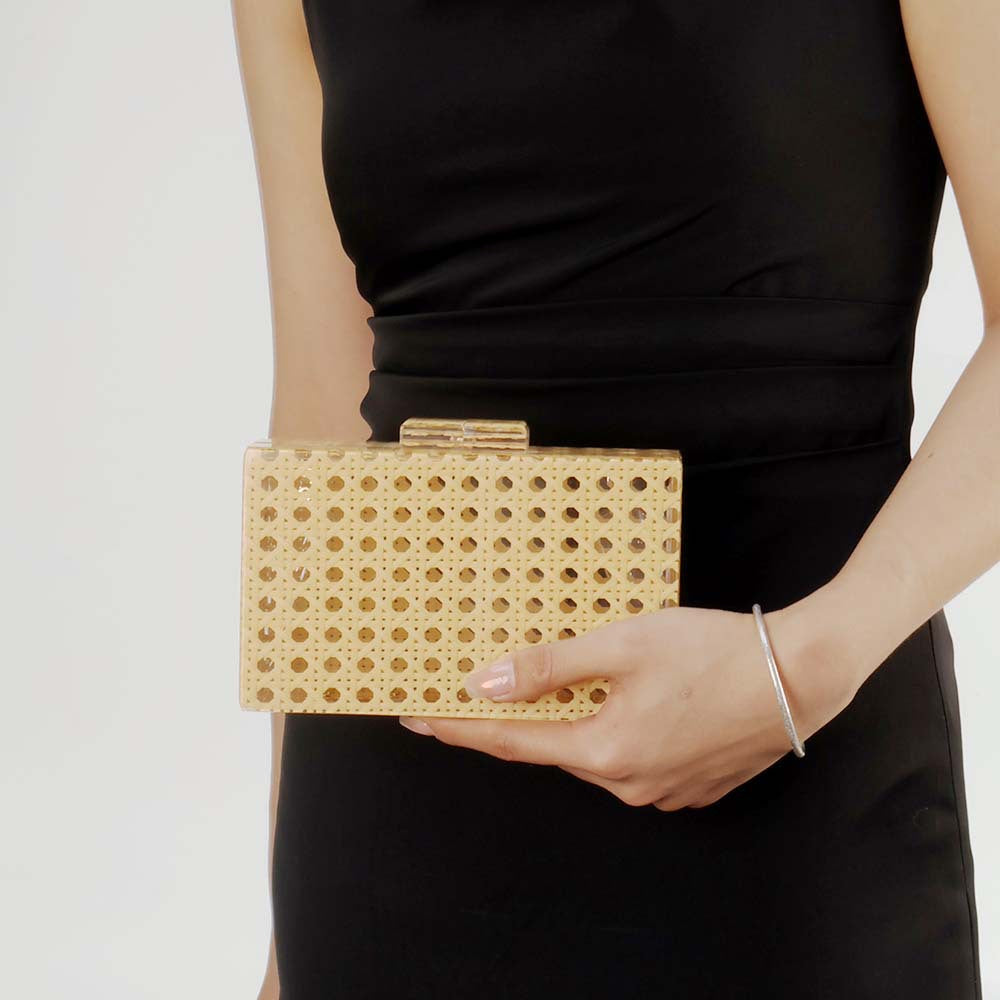 Rectangular box clutch with beaded edges - Irtinu