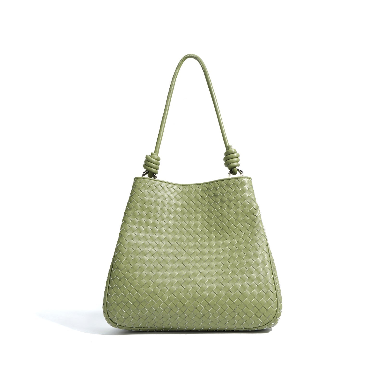 woven trapeze shoulder bag with knotted strap detail – ARYDA