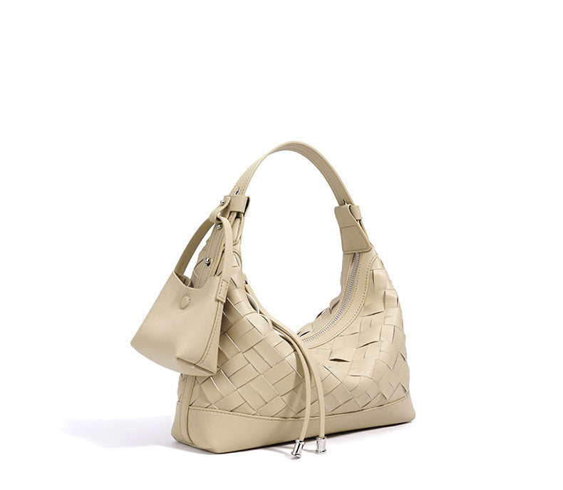 woven crescent shoulder bag with top handle – CELENE