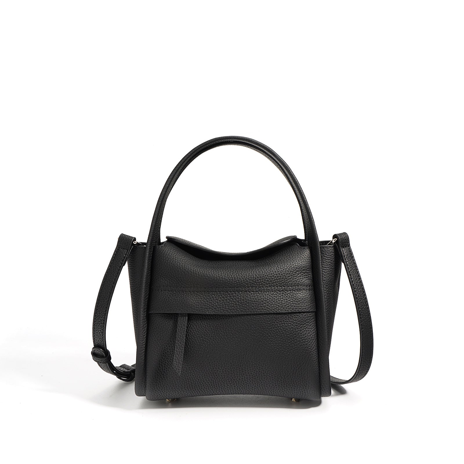 structured grainy leather top handle bag with detachable strap - MIRJA