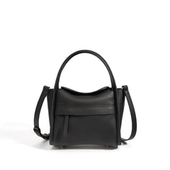 structured grainy leather top handle bag with detachable strap - MIRJA