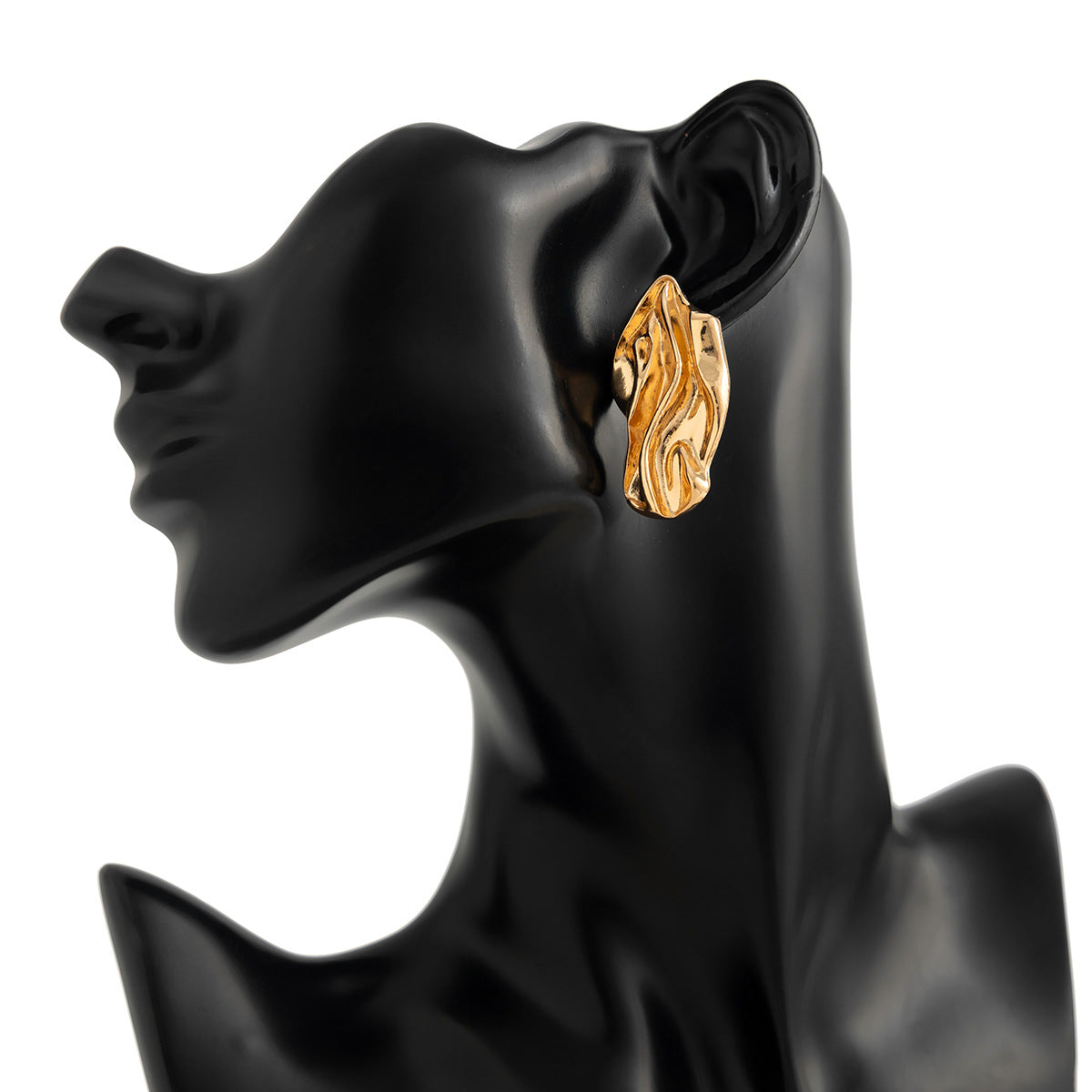 Molten wave stud earrings with organic contours - Roni