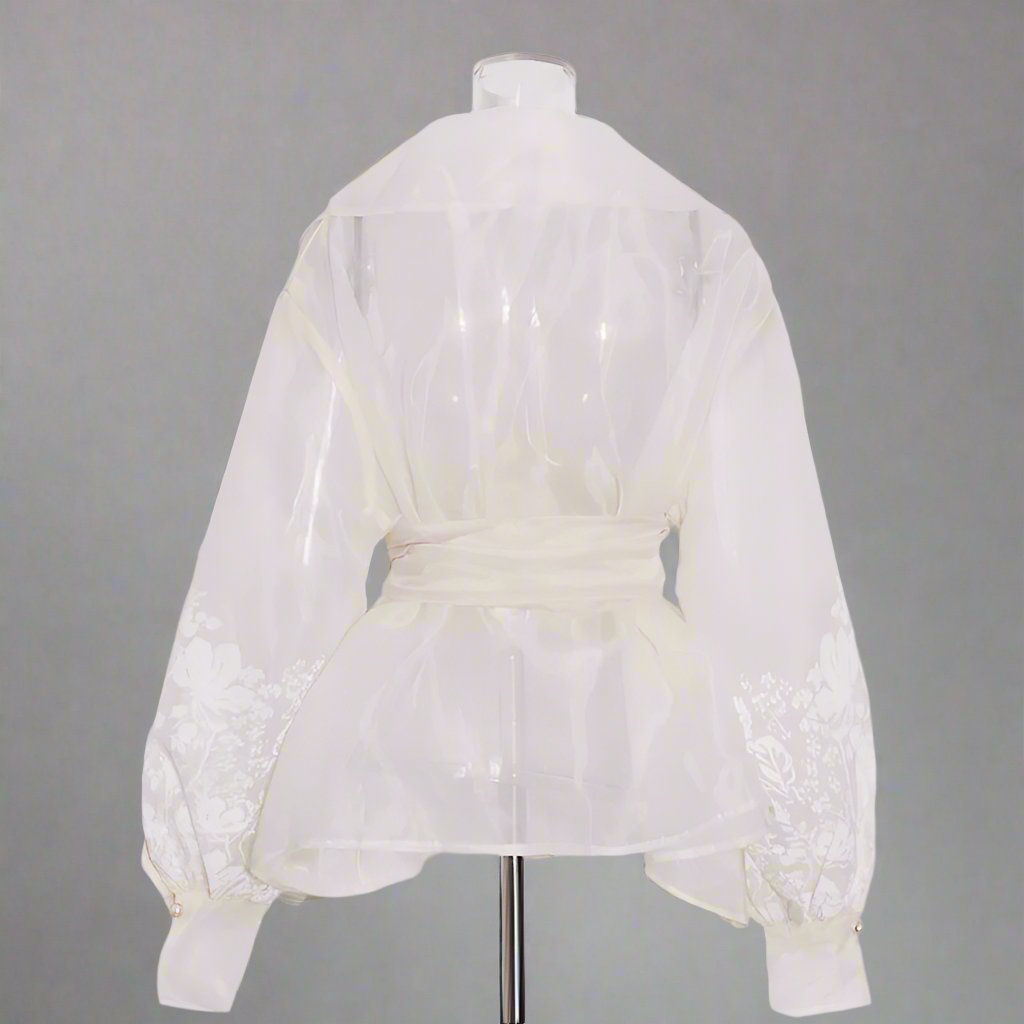 White blouse with floral design - Celtam