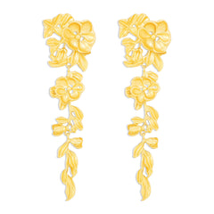 Floral drop earrings with cascading leaf vines – Bondru