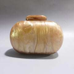 Marbled acrylic clutch with metal ring handle - Sundi