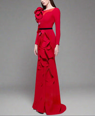 applique detail gown with sculpted shoulder – Farein