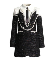 Pearl-embellished tweed mini dress – Ghashia