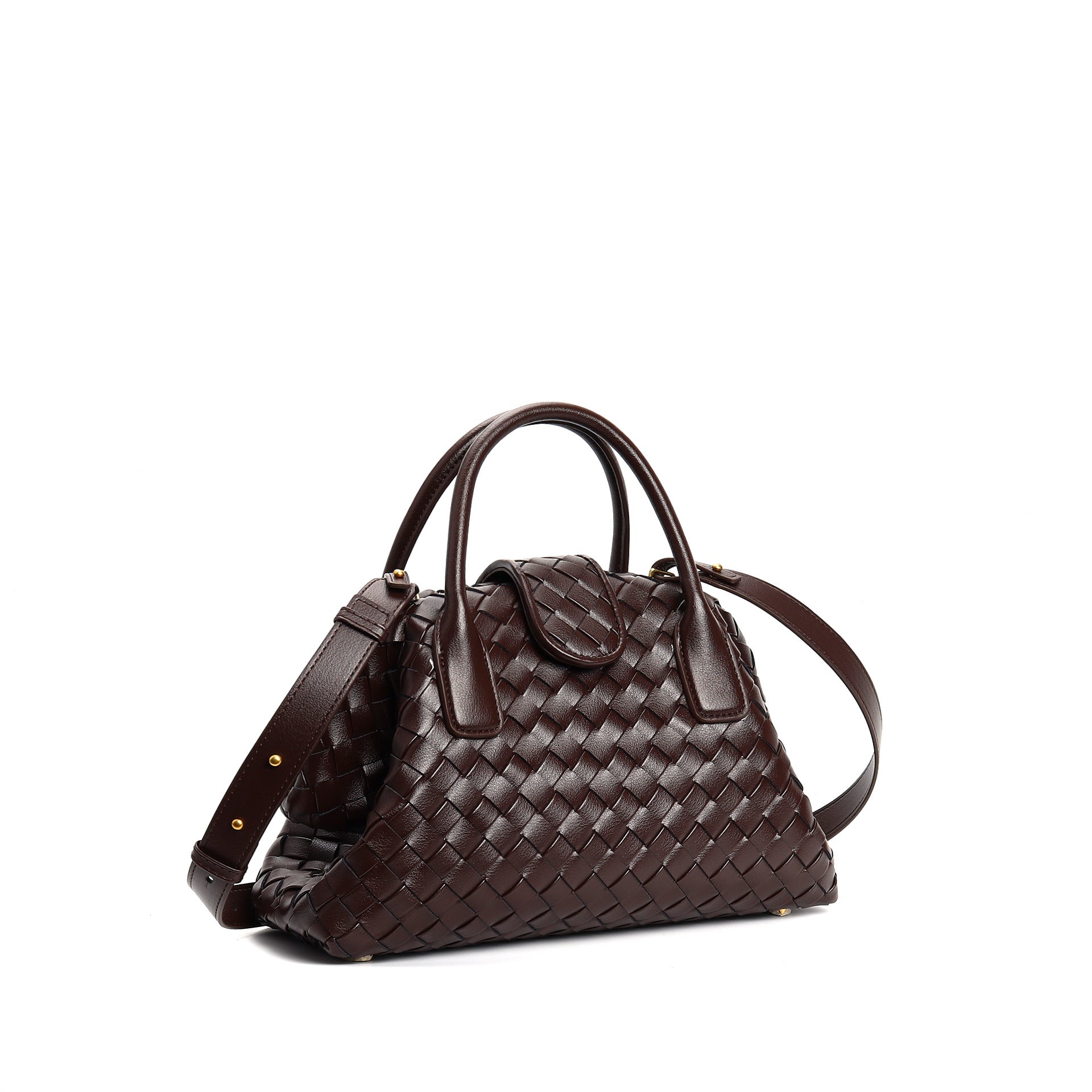 woven leather bag with magnetic flap - REINZA