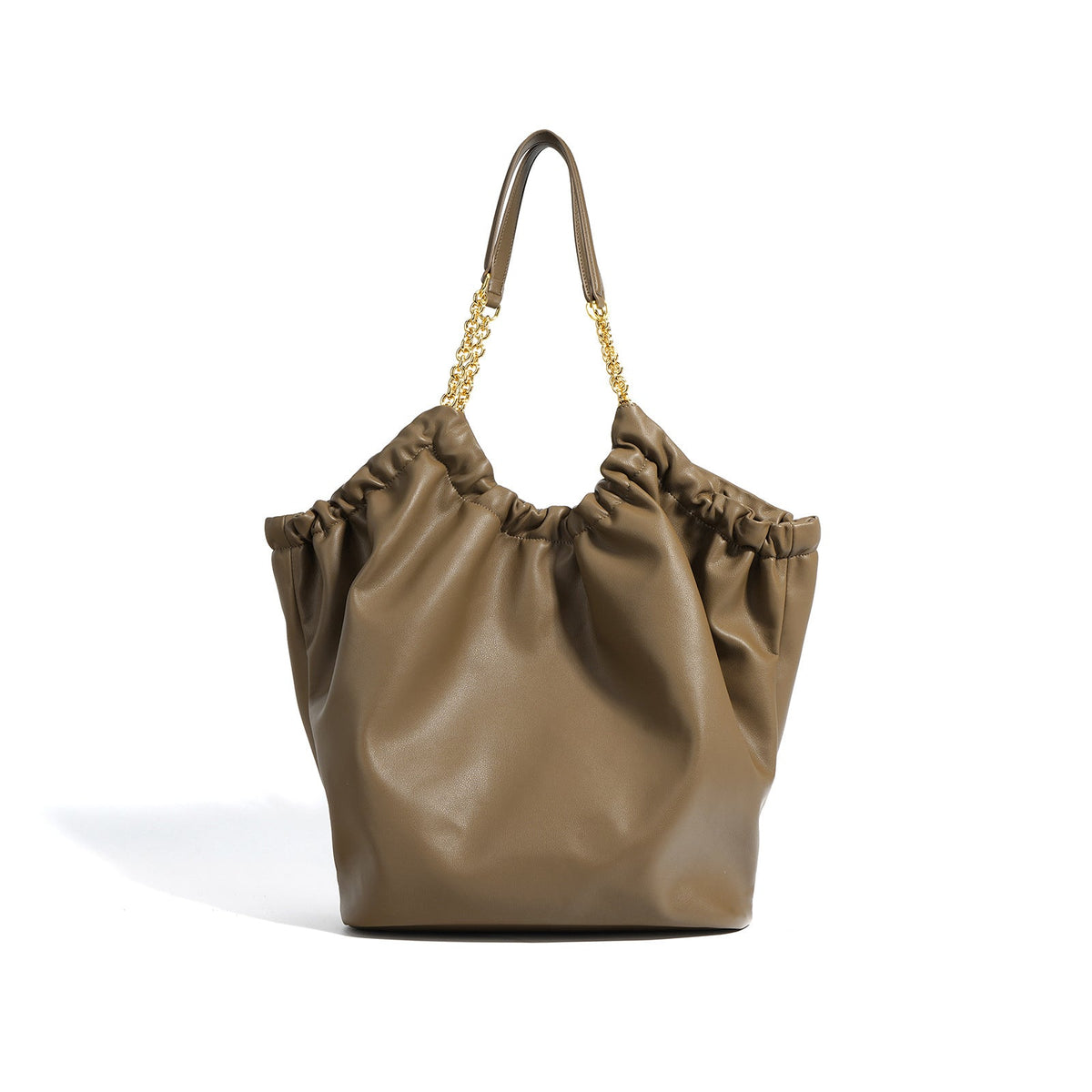 ruched soft tote with chain strap – ELBARA