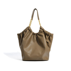 ruched soft tote with chain strap – ELBARA