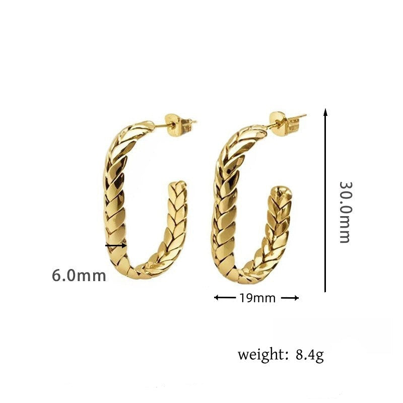 braided gold hoop earrings - SENIA