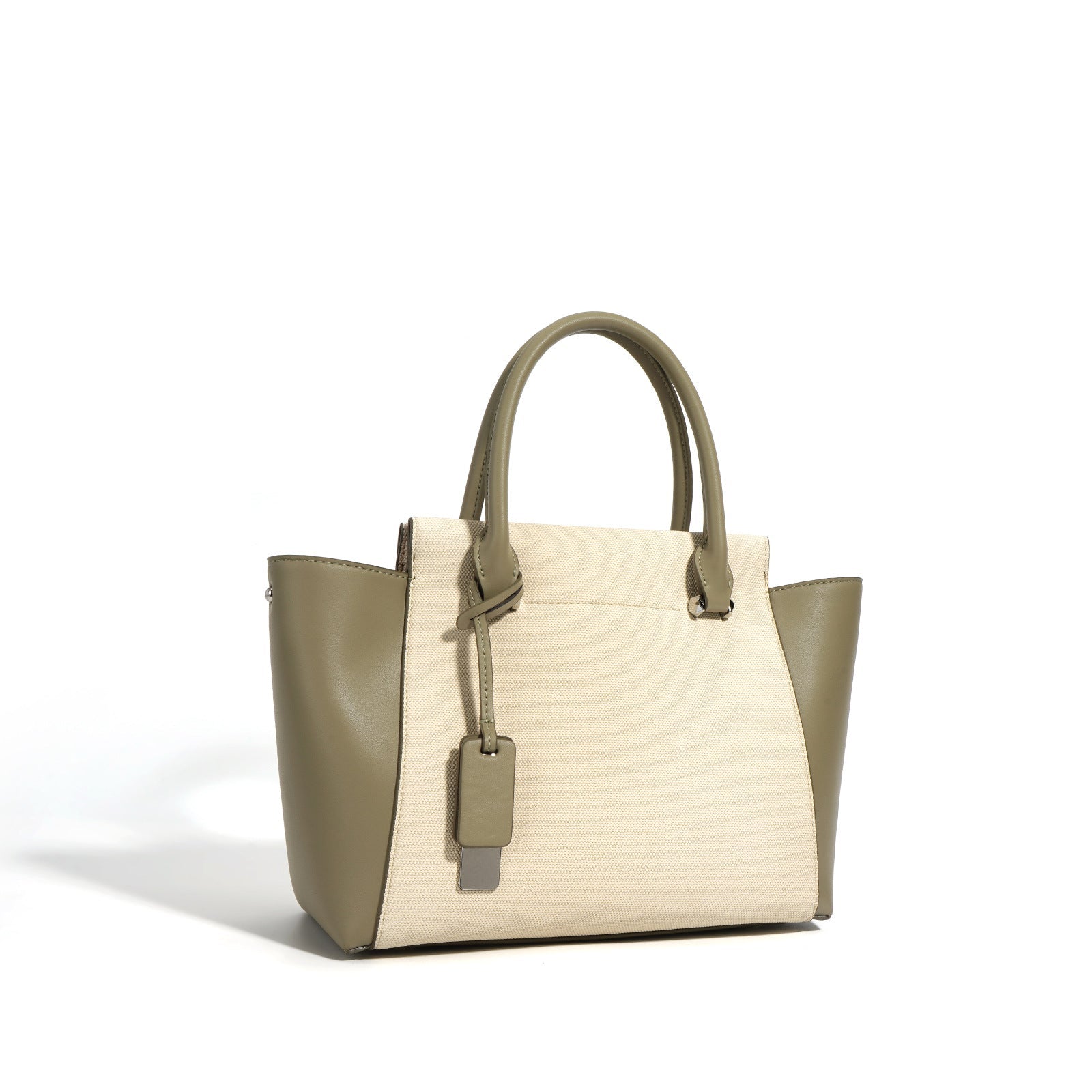 canvas tote bag with leather side panels – SIENNA