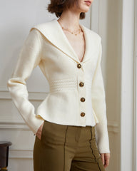 Ribbed knit jacket with shawl collar - Vernu