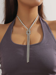 Metal rope necklace with statement knot drop - Vinta
