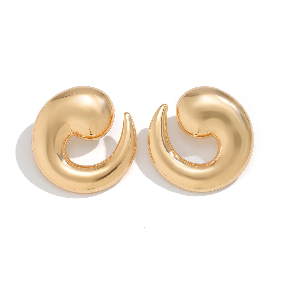 Swirl-shaped stud earrings with glossy finish - Tondi