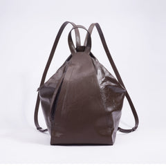 crinkled leather backpack with loop top handle - NOVLA