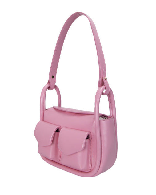 Double-pocket flap shoulder bag with wide strap - TIAX