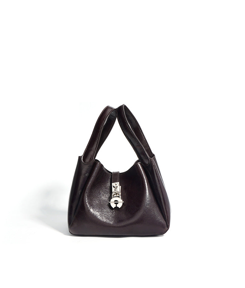 structured mini tote bag with metallic turn-lock - LAYFA